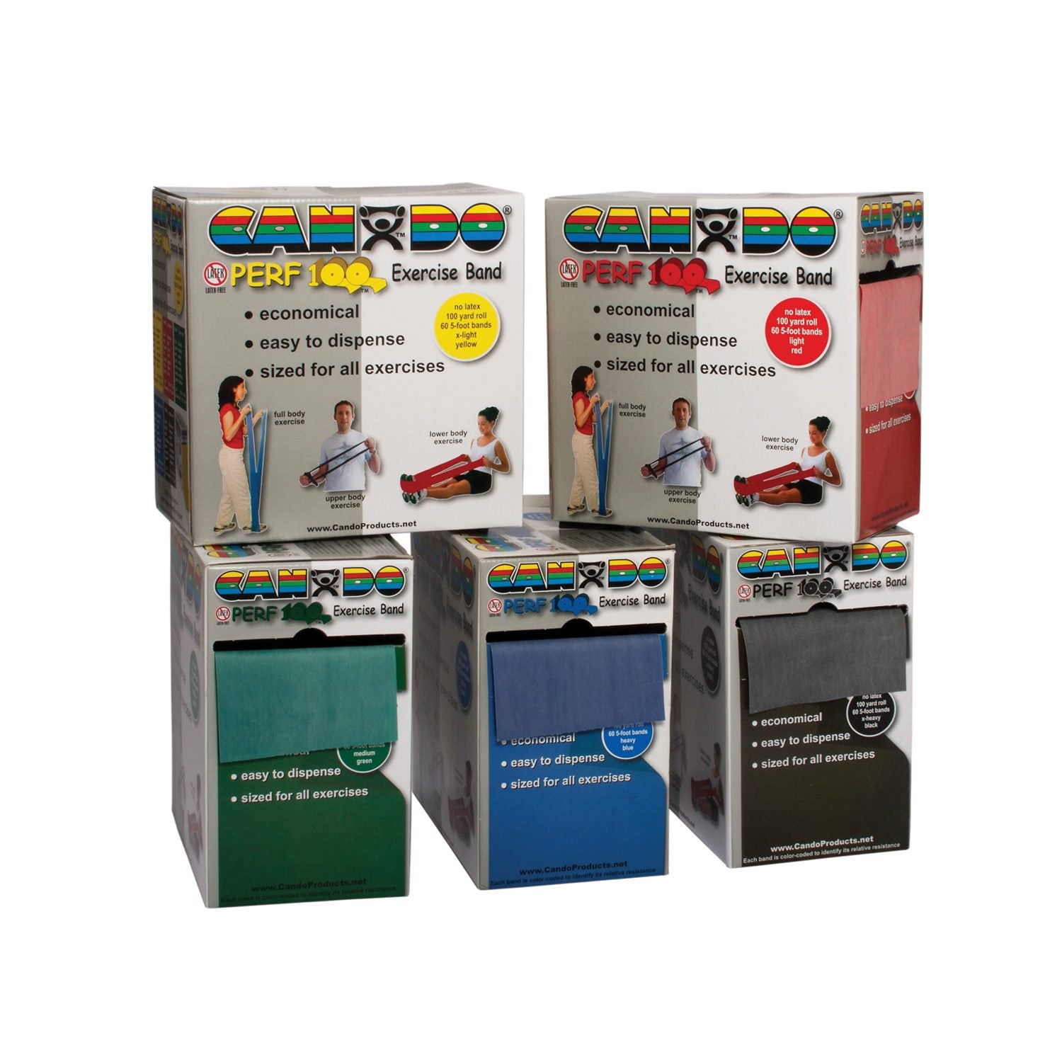 CanDo® Latex Free Exercise Band - 100 Yd. Perf-100™ Roll