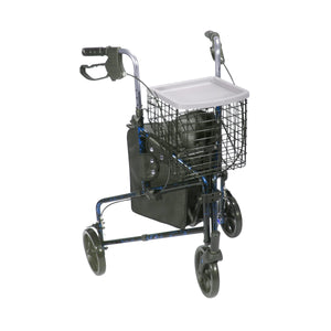 Drive Deluxe 3 Wheel Aluminum Rollator - Blue Flame