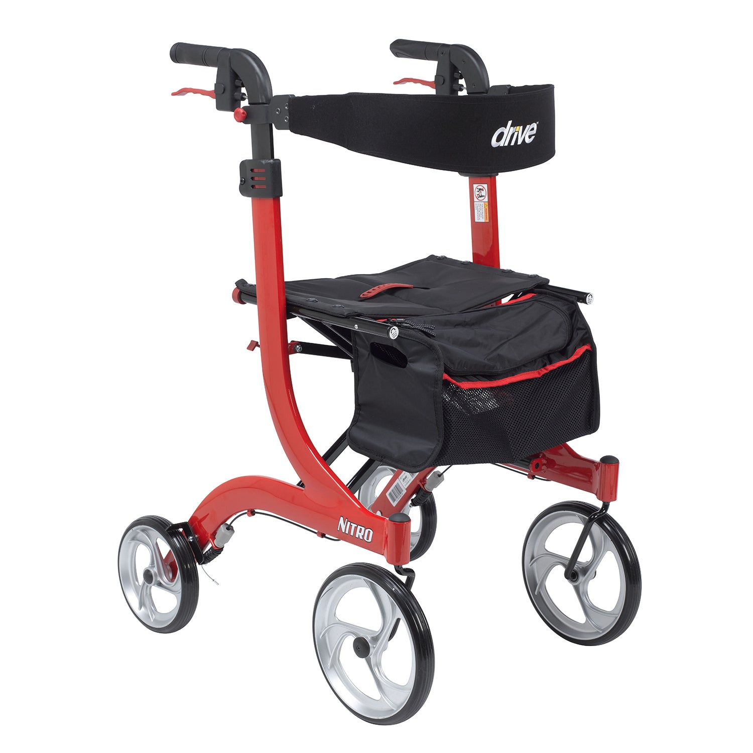 Drive Nitro 4 Wheel Rollator - Tall Height - Red