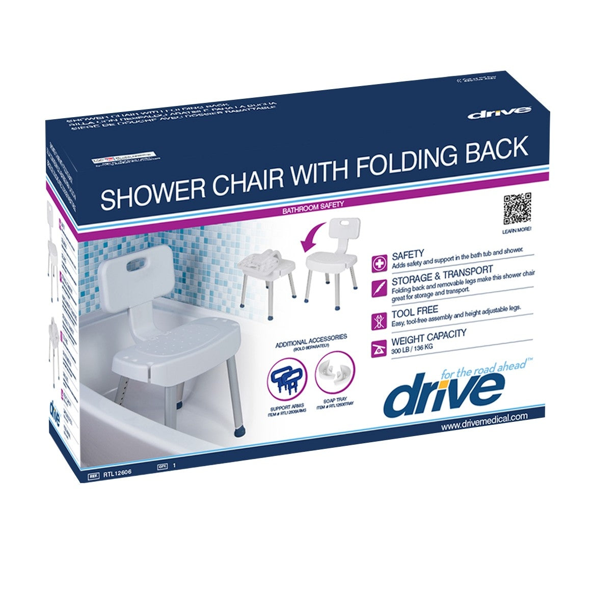 Drive Shower Chair with Folding Back